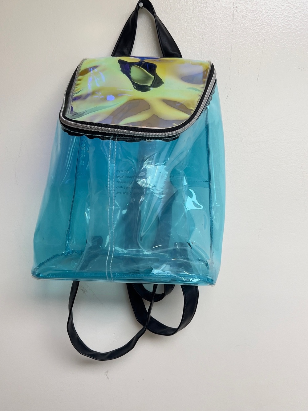 Iridescent Flap Aqua Clear PVC Backpack